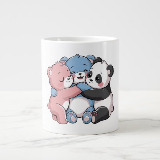 Niedliche Teddybären mit Panda Jumbo-Tasse (Vorderseite)