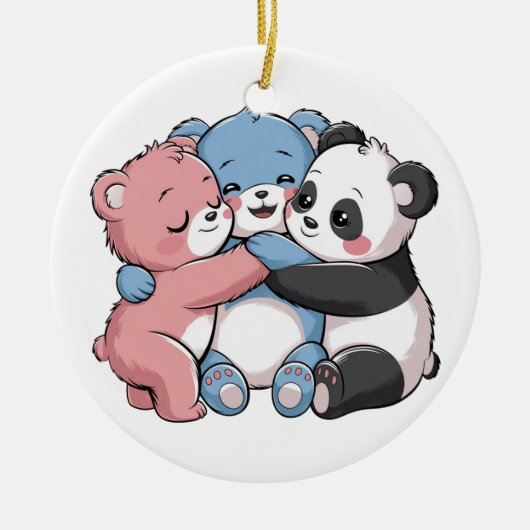 Niedliche Teddybären mit Panda Keramik Ornament (Vorne)