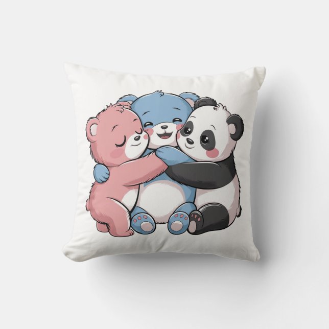 Niedliche Teddybären mit Panda Kissen (Vorderseite)