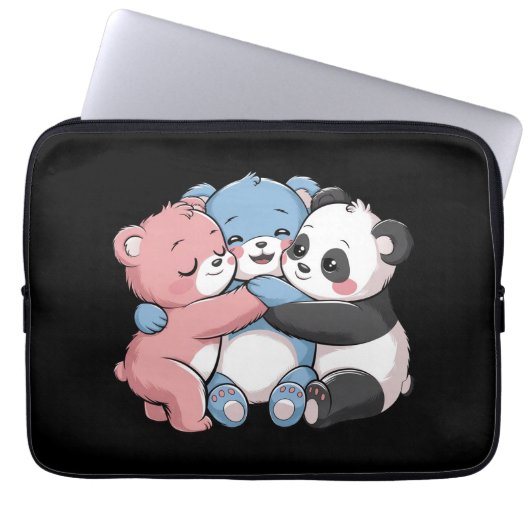 Niedliche Teddybären mit Panda Laptopschutzhülle (Vorderseite)