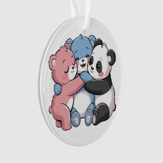 Niedliche Teddybären mit Panda Ornament (Vorderseite)