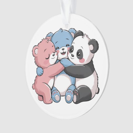 Niedliche Teddybären mit Panda Ornament (Vorderseite)