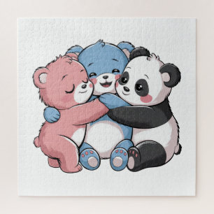 Niedliche Teddybären mit Panda Puzzle