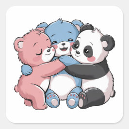 Niedliche Teddybären mit Panda Quadratischer Aufkleber