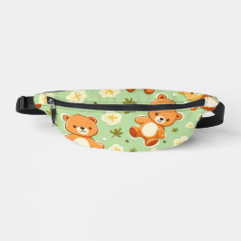 Niedliche Teddybären und Blätter grün Bauchtasche