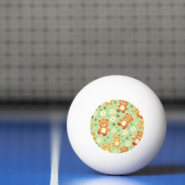 Niedliche Teddybären und Blätter grün Tischtennisball
