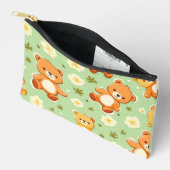 Niedliche Teddybären und Blätter grün Zubehörtasche (Offen)