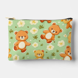 Niedliche Teddybären und Blätter grün Zubehörtasche
