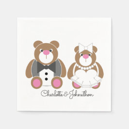 Niedliche Teddybärenhochzeit Serviette