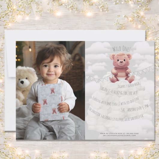 niedliche Teddybärentaucher "Wild One" Erster Gebu Einladung