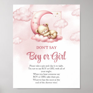 Niedliche Teddybärenwolke neun Sag nicht Junge ode Poster