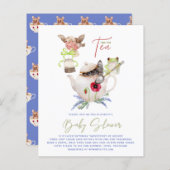 Niedliche Tee-Party Einladungen für Babydusche (Vorne/Hinten)