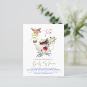 Niedliche Tee-Party Einladungen für Babydusche (Stehend Vorderseite)