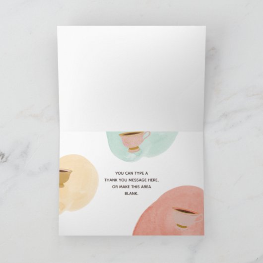 Niedliche Teebecher dank meiner Freundin Dankeskarte (Innenseite)