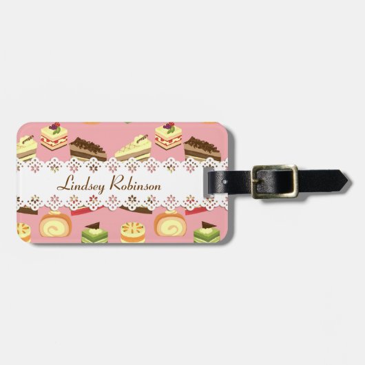 Niedliche Teekuchen - Illustrationsmuster Gepäckanhänger (Vorderseite horizontal)