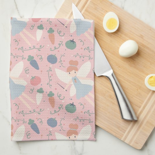 Niedliche Teigwaren Gemüse und Früchte Geschirrtuch (Viertel Falte)