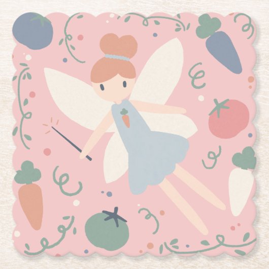 Niedliche Teigwaren Gemüse und Früchte Untersetzer (Vorderseite)