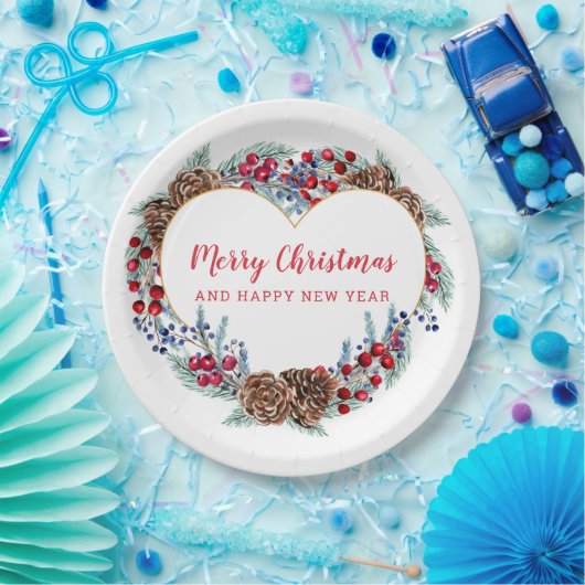 Niedliche Teller von Weihnachts-Herzklopfpapier (Party)