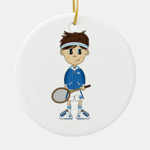 Niedliche Tennis-Jungen-Verzierung Keramikornament