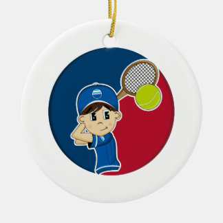 Niedliche Tennis-Jungen-Verzierung Keramikornament