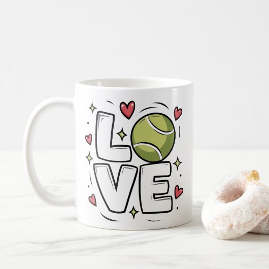 Niedliche Tennis Liebe Tennis Trainer Kaffeetasse (Mit Donut)