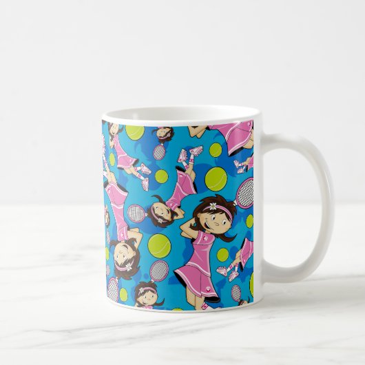 Niedliche Tennis-Mädchen-Tasse Kaffeetasse (Rechts)