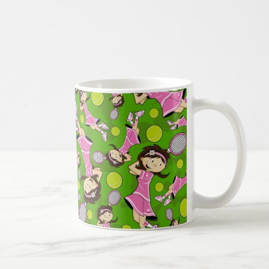 Niedliche Tennis-Mädchen-Tasse Kaffeetasse (Rechts)