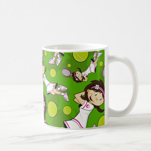 Niedliche Tennis-Mädchen-Tasse Kaffeetasse (Rechts)