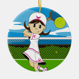 Niedliche Tennis-Mädchen-Verzierung Keramik Ornament