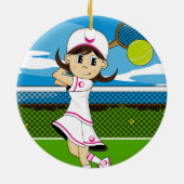 Niedliche Tennis-Mädchen-Verzierung Keramik Ornament (Hinten)