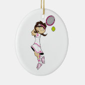 Niedliche Tennis-Mädchen-Verzierung Keramik Ornament (Rechts)