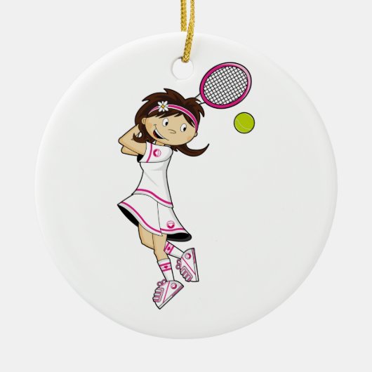 Niedliche Tennis-Mädchen-Verzierung Keramik Ornament (Vorne)