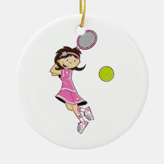 Niedliche Tennis-Mädchen-Verzierung Keramikornament