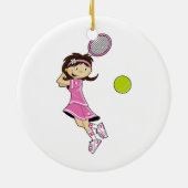 Niedliche Tennis-Mädchen-Verzierung Keramikornament (Hinten)