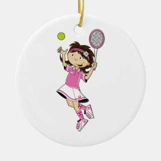 Niedliche Tennis-Mädchen-Verzierung Keramikornament