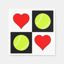 Niedliche Tennisplätze Balls & Hearts Party Napkin Serviette