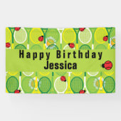 Niedliche Tennisschläger mit Ladvögeln Banner (Horizontal)