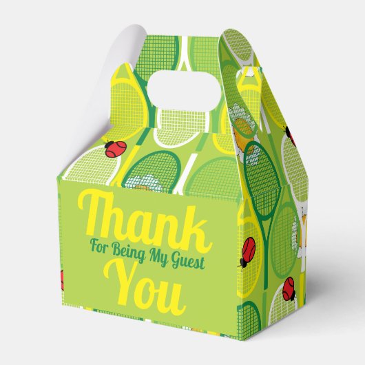 Niedliche Tennisschläger mit Ladvögeln Geschenkschachtel (Vorderseite)