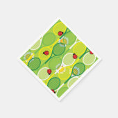 Niedliche Tennisschläger mit Ladvögeln Serviette (Ecke)