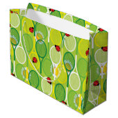 Niedliche Tennisschläger mit Ladyvögeln Große Geschenktüte (Rückseite Schrägansicht)