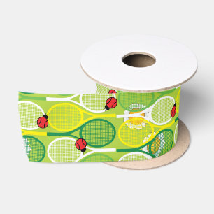 Niedliche Tennisschläger mit Ladyvögeln Satinband