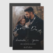 Niedliche Texteüberlagerung Monogramm Zwei-Foto-Ho Magnetkarte (Vorne/Hinten)