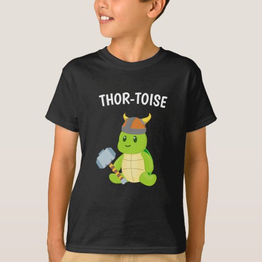 Niedliche Thor Toise Funny Kids Viking Turtle T-Shirt (Vorderseite)