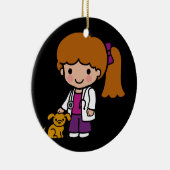 Niedliche Tierärztin mit Welpe Keramikornament (Rechts)