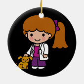 Niedliche Tierärztin mit Welpe Keramikornament (Hinten)