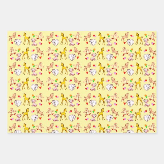 Niedliche Tierbabys Geschenkpapier Set (Vorderseite 3)