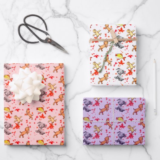 Niedliche Tierbabys Geschenkpapier Set (Vorderseite)