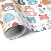 Niedliche Tiere 3 Schleifpapier Geschenkpapier (Rolleneckpunkt)