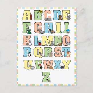 Niedliche Tiere Alphabet Letters Educational Postkarte