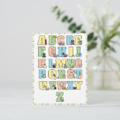 Niedliche Tiere Alphabet Letters Educational Postkarte (Stehend Vorderseite)